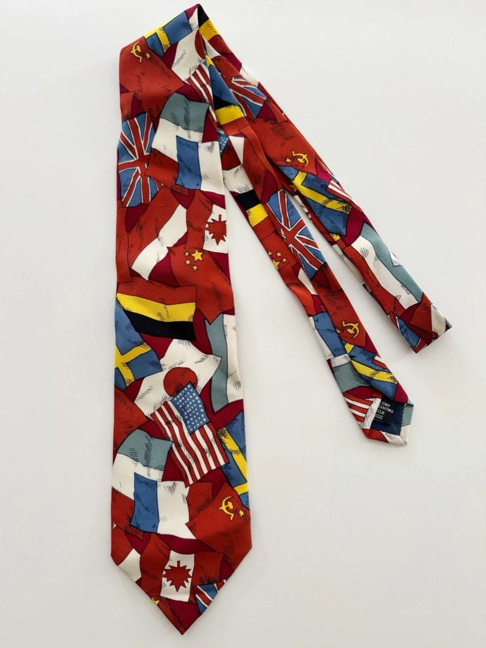 Vintage 90s International Flags Silk Tie